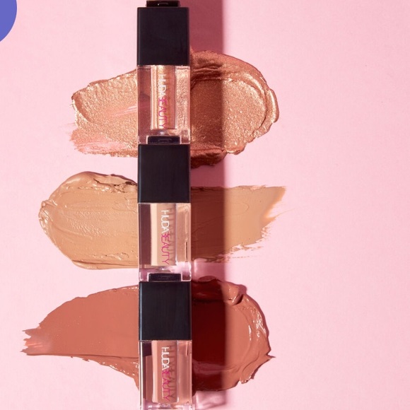 Huda Beauty Melted Liquid Eyeshadow Trio Set in Warm Browns BNIB - Picture 2 of 16